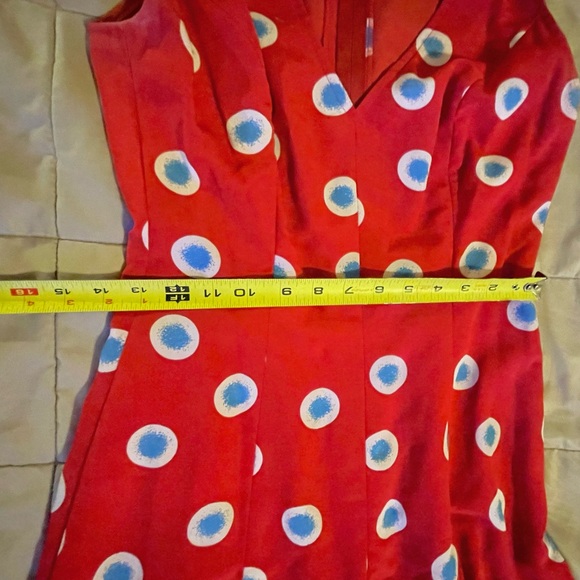 Red and Blue Flamenco Dress Handmade in Spain - zipper back, v-neck, sleeveless - Picture 11 of 16